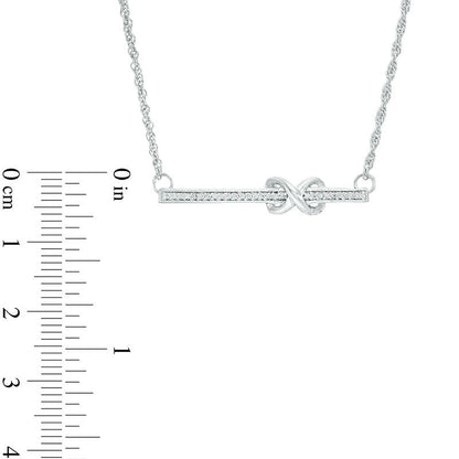 0.07 CT. T.W. Natural Diamond Infinity Knot Bar Necklace in Sterling Silver - 16.75