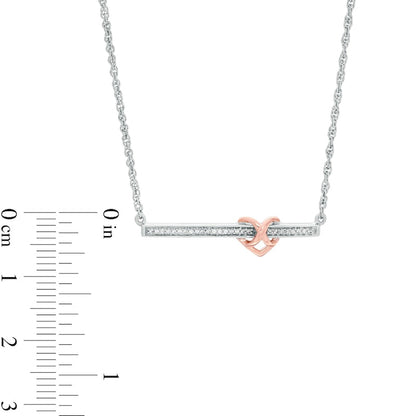 0.07 CT. T.W. Natural Diamond Infinity Heart Bar Necklace in Sterling Silver and 10K Rose Gold - 16.86