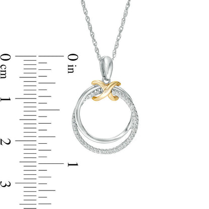 0.13 CT. T.W. Natural Diamond Infinity Knot Interlocking Circles Pendant in Sterling Silver and 10K Yellow Gold