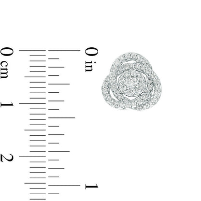 0.63 CT. T.W. Diamond Frame Love Knot Stud Earrings in 10K White Gold