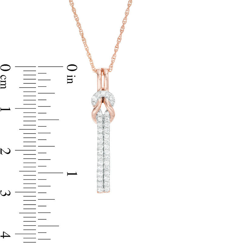 0.25 CT. T.W. Natural Diamond Knot Vertical Bar Pendant in 10K Rose Gold (J/I3)