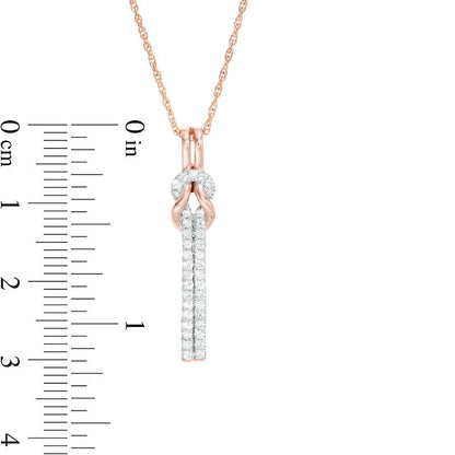 0.25 CT. T.W. Natural Diamond Knot Vertical Bar Pendant in 10K Rose Gold (J/I3)