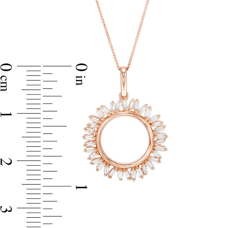 0.25 CT. T.W. Baguette Natural Diamond Sunburst Pendant in 10K Rose Gold