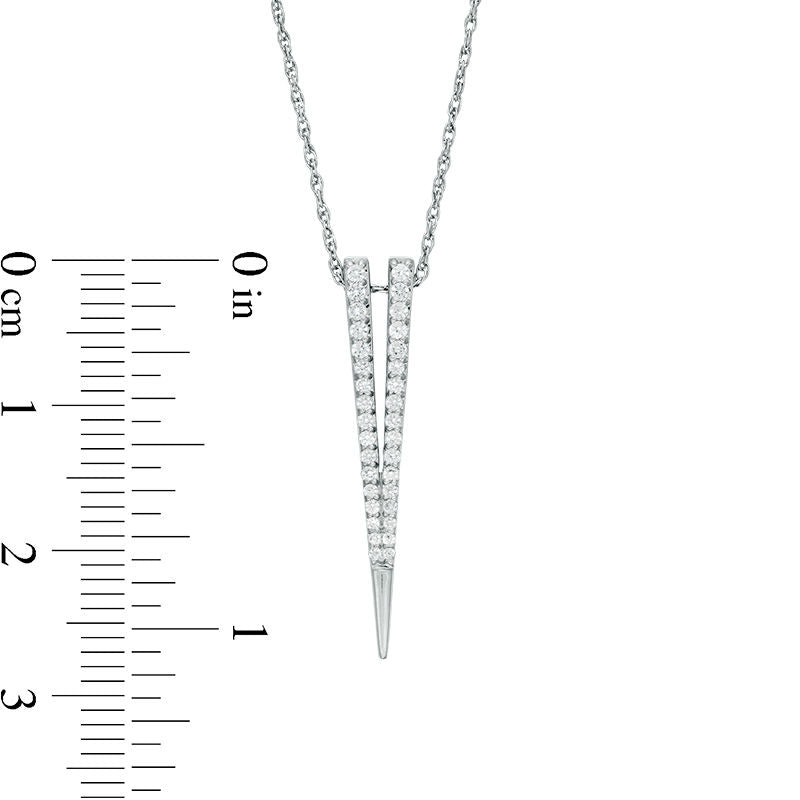 Lab-Created White Sapphire Deep V" Pendant in Sterling Silver"