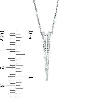 Lab-Created White Sapphire Deep V" Pendant in Sterling Silver"