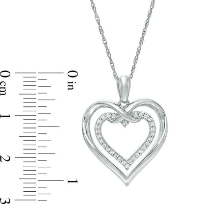0.13 CT. T.W. Natural Diamond Intertwined Double Heart Pendant in Sterling Silver