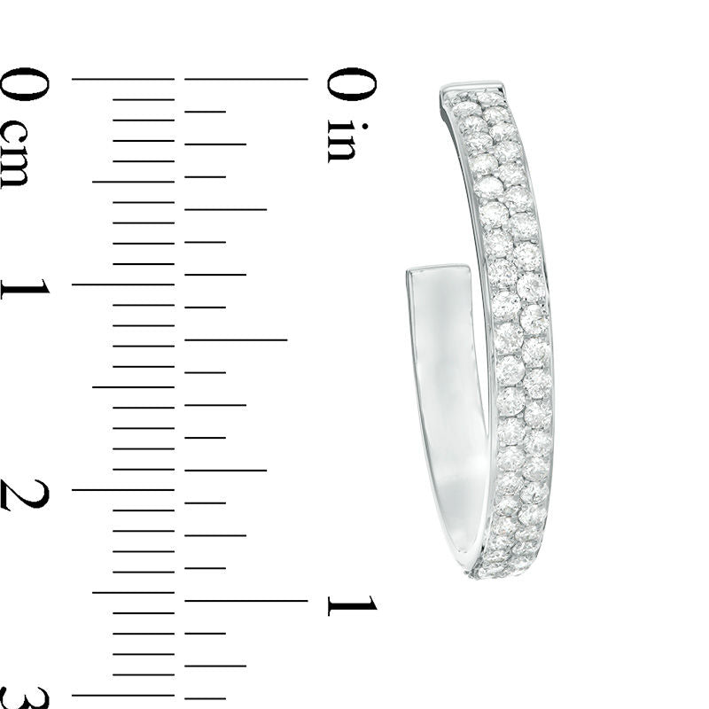 1.5 CT. T.W. Diamond Double Row Hoop Earrings in 10K White Gold