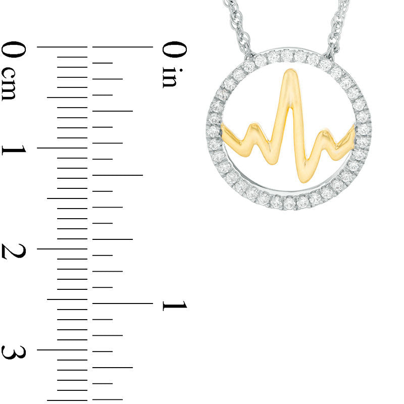 0.25 CT. T.W. Natural Diamond Open Circle Heartbeat Necklace in Sterling Silver with 14K Gold Plate