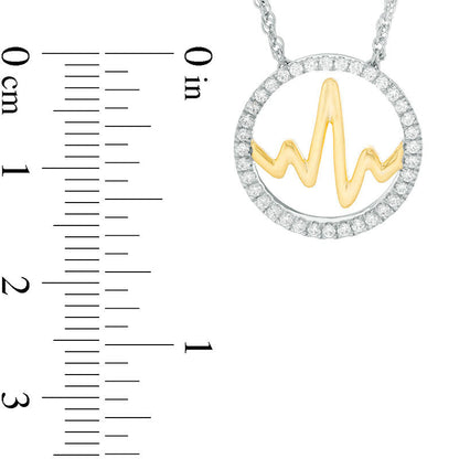 0.25 CT. T.W. Natural Diamond Open Circle Heartbeat Necklace in Sterling Silver with 14K Gold Plate