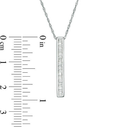 0.17 CT. T.W. Baguette Natural Diamond Vertical Bar Pendant in 10K White Gold
