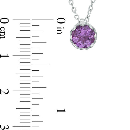 7.0mm Amethyst Solitaire Floral Pendant in Sterling Silver - 19.5