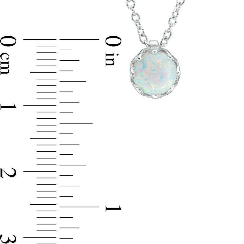 7.0mm Lab-Created Opal Solitaire Floral Pendant in Sterling Silver - 19.5