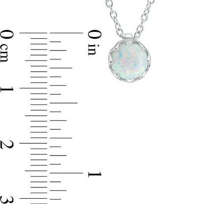 7.0mm Lab-Created Opal Solitaire Floral Pendant in Sterling Silver - 19.5