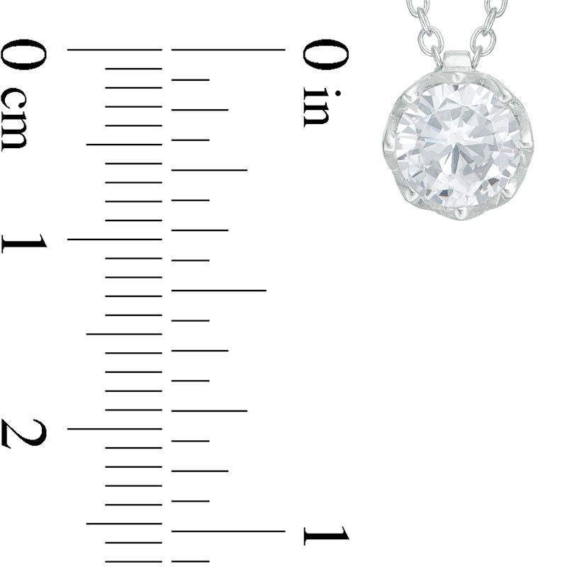 7.0mm White Topaz Solitaire Floral Pendant in Sterling Silver - 19.5