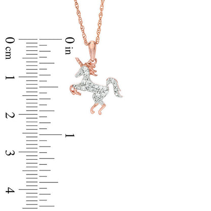 0.13 CT. T.W. Natural Diamond Unicorn Pendant in Sterling Silver with 14K Rose Gold Plate