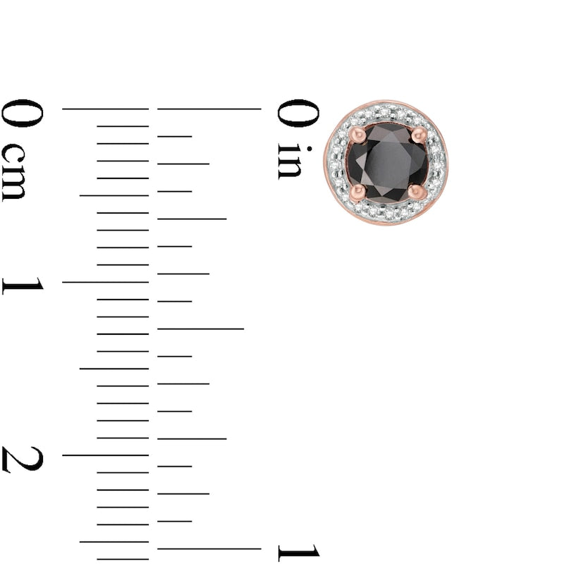 2 CT. T.W. Enhanced Black and White Diamond Frame Stud Earrings in 10K Rose Gold