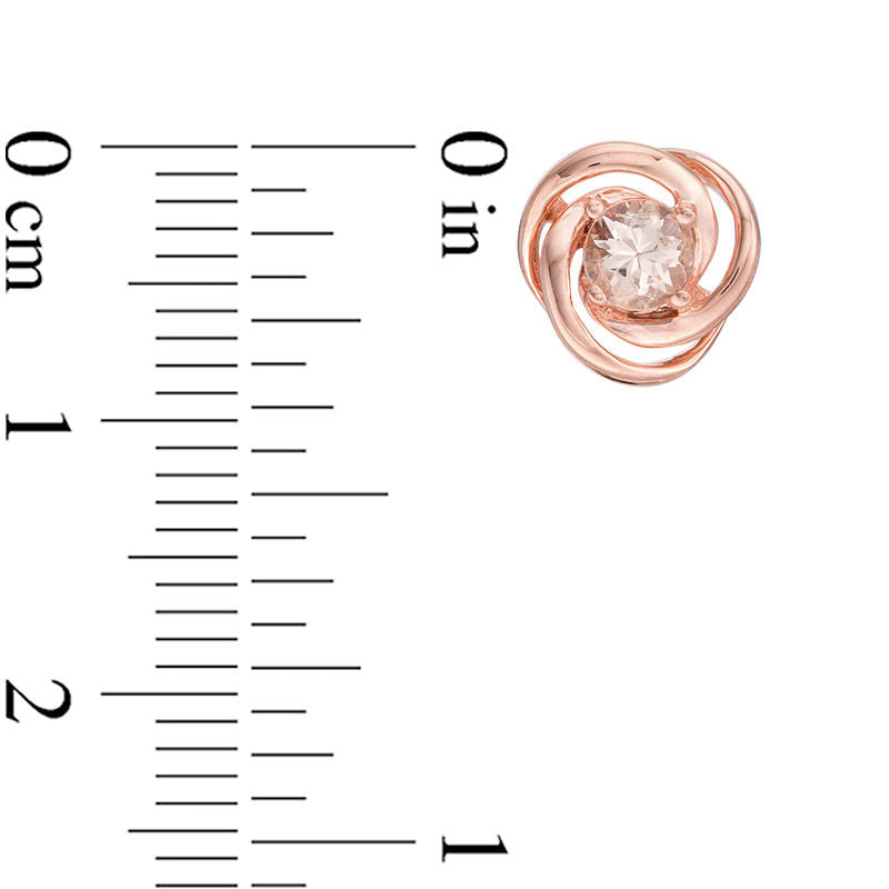 Morganite Solitaire Swirl Stud Earrings in 10K Rose Gold