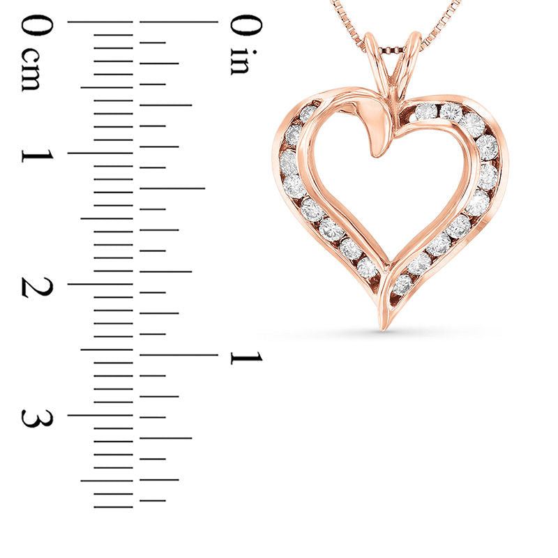 0.38 CT. T.W. Natural Diamond Heart Pendant in 14K Rose Gold (I/I1)