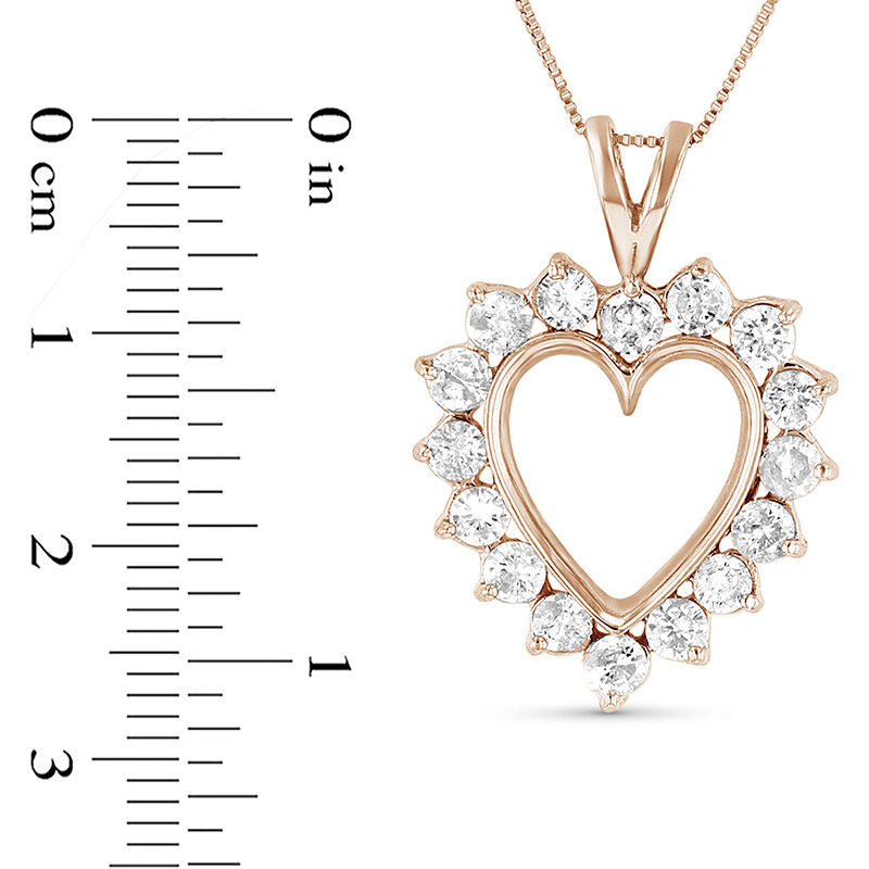 1.5 CT. T.W. Natural Diamond Heart Pendant in 14K Rose Gold (I/I1)