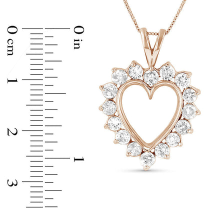 1.5 CT. T.W. Natural Diamond Heart Pendant in 14K Rose Gold (I/I1)