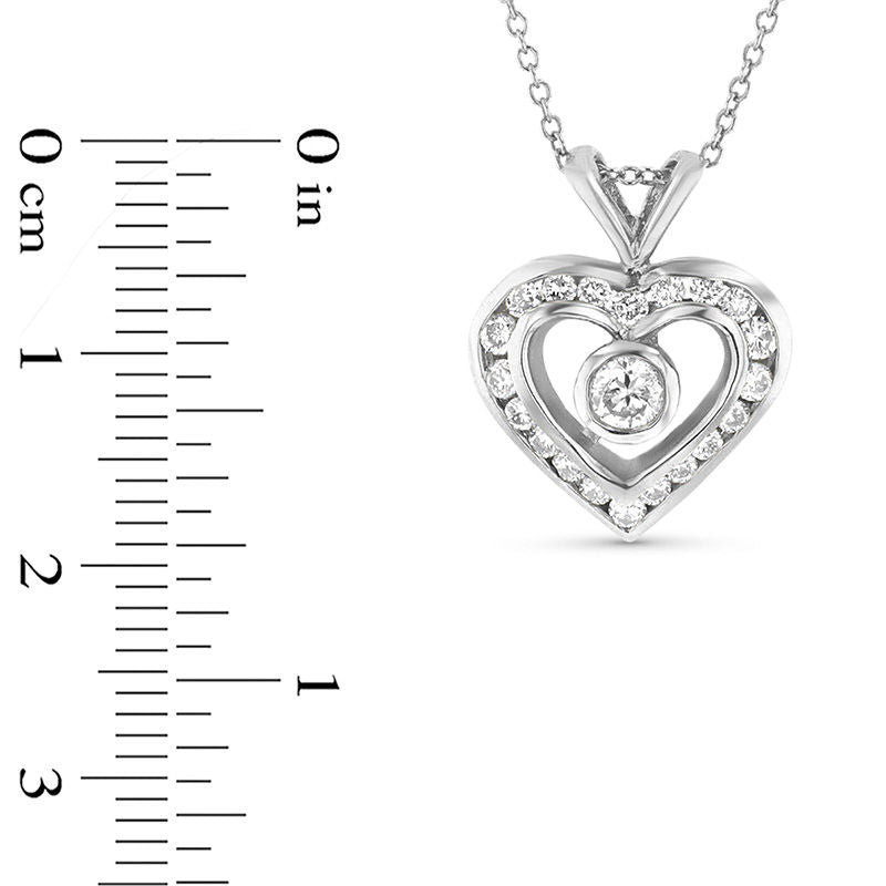 0.63 CT. T.W. Natural Diamond Heart Pendant in 14K White Gold (I/SI2)