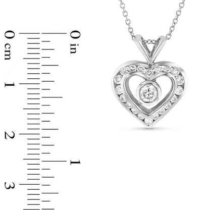 0.63 CT. T.W. Natural Diamond Heart Pendant in 14K White Gold (I/SI2)