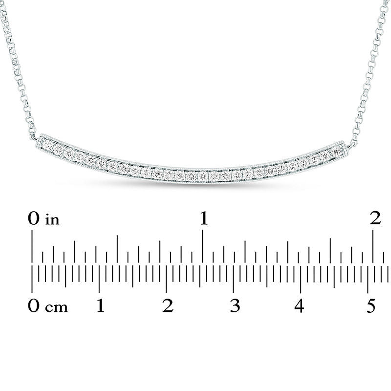 0.25 CT. T.W. Natural Diamond Curved Bar Antique Vintage-Style Necklace in 18K White Gold (G/SI1) - 16