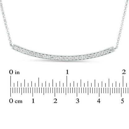 0.25 CT. T.W. Natural Diamond Curved Bar Antique Vintage-Style Necklace in 18K White Gold (G/SI1) - 16
