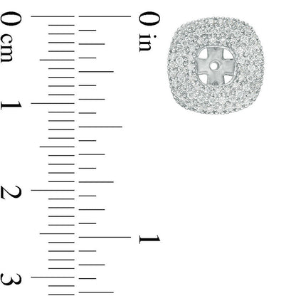 0.63 CT. T.W. Diamond Triple Cushion Frame Earring Jackets in 14K White Gold