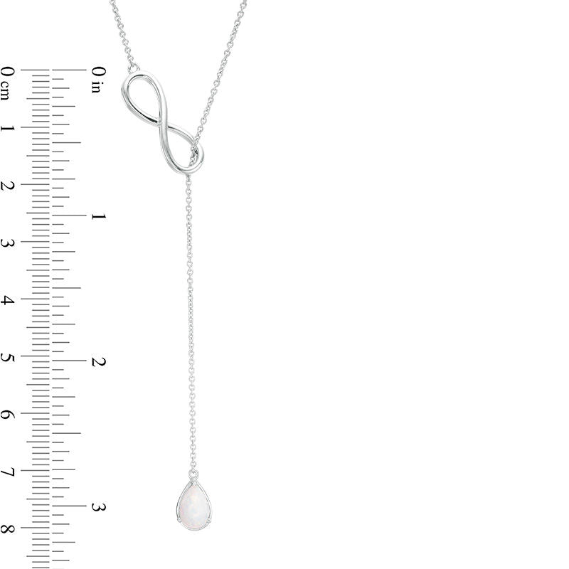 Pear-Shaped Lab-Created Opal Infinity Lariat Necklace in Sterling Silver - 20