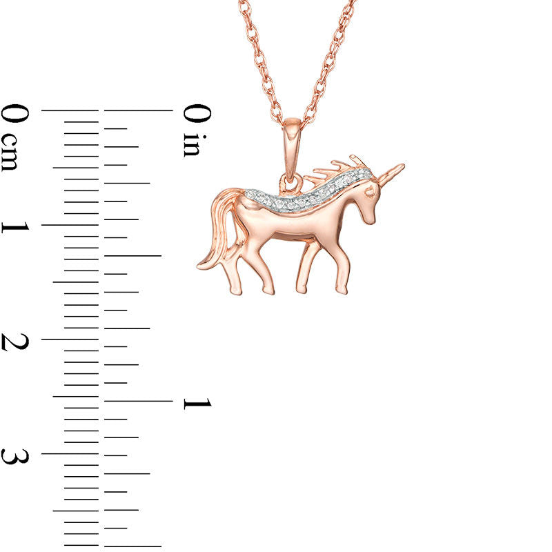 Natural Diamond Accent Unicorn Pendant in 10K Rose Gold
