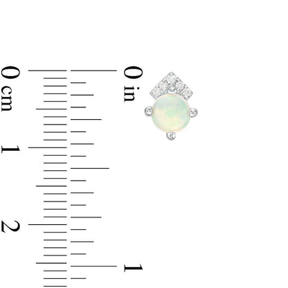 5.0mm Opal and 0.05 CT. T.W. Diamond Chevron Stud Earrings in 10K White Gold