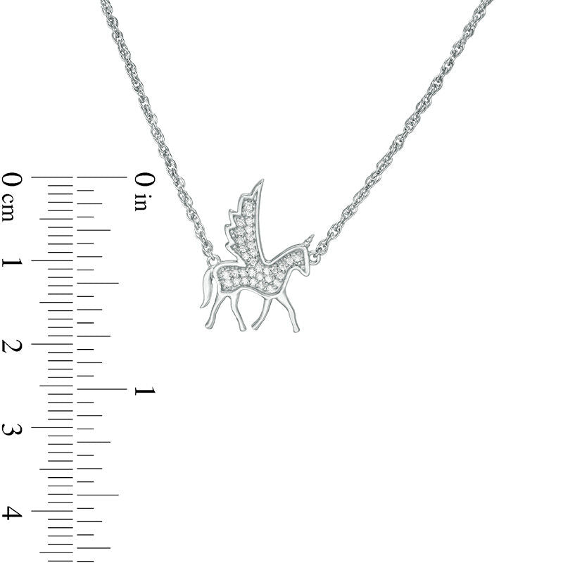 0.1 CT. T.W. Natural Diamond Winged Unicorn Necklace in Sterling Silver - 17.25