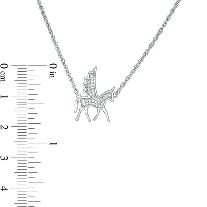 0.1 CT. T.W. Natural Diamond Winged Unicorn Necklace in Sterling Silver - 17.25