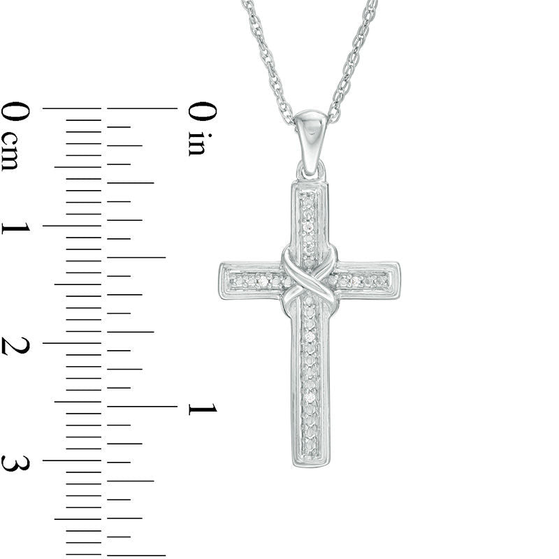 Natural Diamond Accent X" Cross Pendant in Sterling Silver"