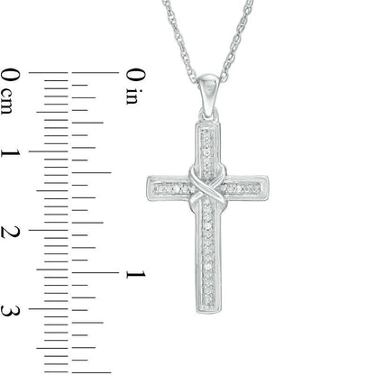 Natural Diamond Accent X" Cross Pendant in Sterling Silver"
