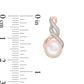8.0 - 8.5mm Cultured Freshwater Pearl and 0.07 CT. T.W. Diamond Infinity Twist Drop Earrings in 10K Rose Gold