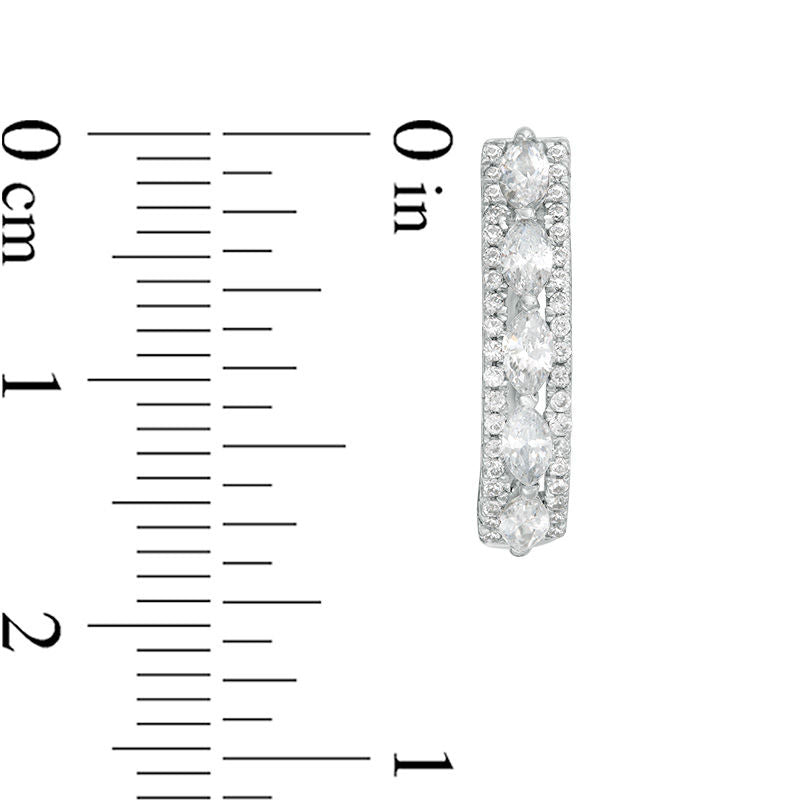 0.63 CT. T.W. Marquise and Round Diamond Multi-Row Hoop Earrings in 10K White Gold
