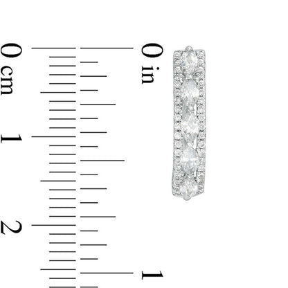 0.63 CT. T.W. Marquise and Round Diamond Multi-Row Hoop Earrings in 10K White Gold