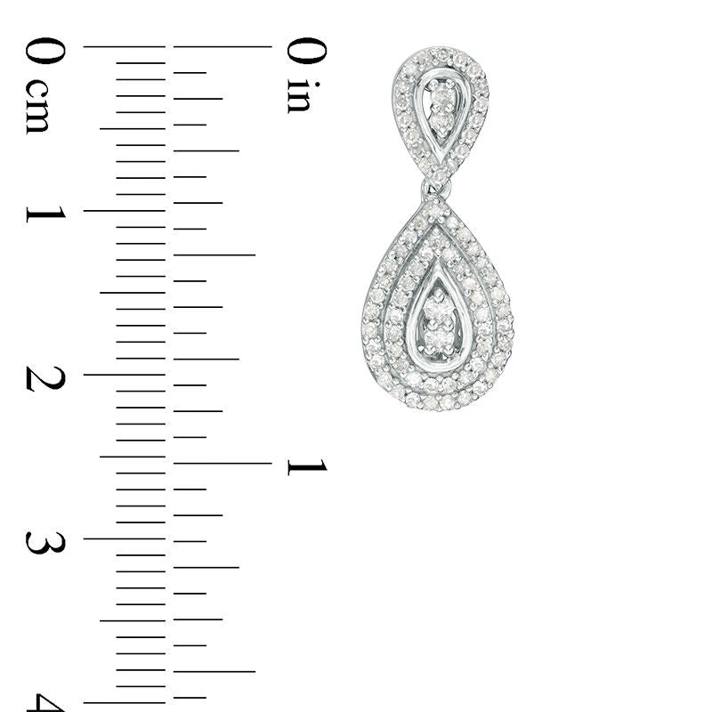 0.63 CT. T.W. Diamond Frame Teardrop Earrings in 10K White Gold