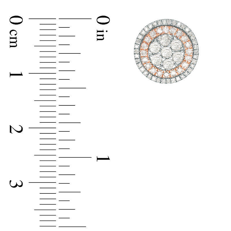 1 CT. T.W. Composite Diamond Double Frame Stud Earrings in 10K Two-Tone Gold