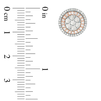1 CT. T.W. Composite Diamond Double Frame Stud Earrings in 10K Two-Tone Gold