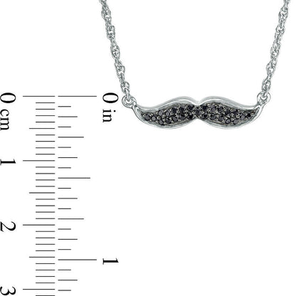 0.1 CT. T.W. Enhanced Black Natural Diamond Mustache Necklace in 10K White Gold