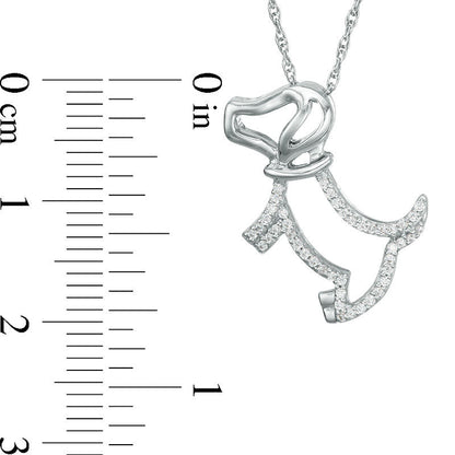 0.13 CT. T.W. Natural Diamond Dog with Collar Pendant in Sterling Silver