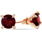 8.0mm Garnet and Diamond Accent Stud Earrings in 10K Rose Gold