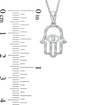 0.1 CT. T.W. Natural Diamond Evil Eye Hamsa Pendant in Sterling Silver