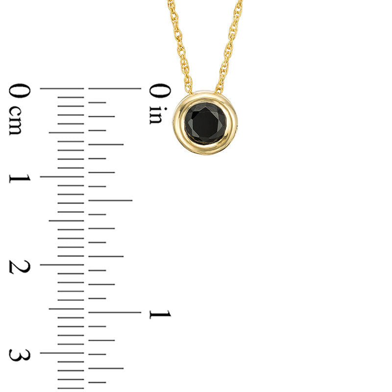 0.5 CT. Enhanced Black Natural Clarity Enhanced Solitaire Bezel-Set Pendant in 10K Yellow Gold