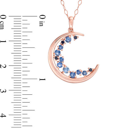Blue Sapphire Crescent Moon Pendant in 10K Rose Gold