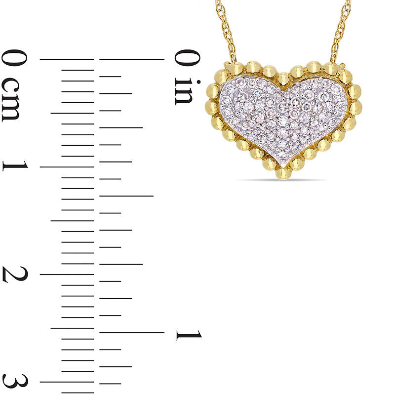 0.25 CT. T.W. Natural Diamond Beaded Frame Heart Necklace in 10K Yellow Gold - 17