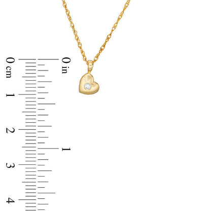 Natural Clarity Enhanced Accent Solitaire Tilted Heart Pendant in 10K Yellow Gold